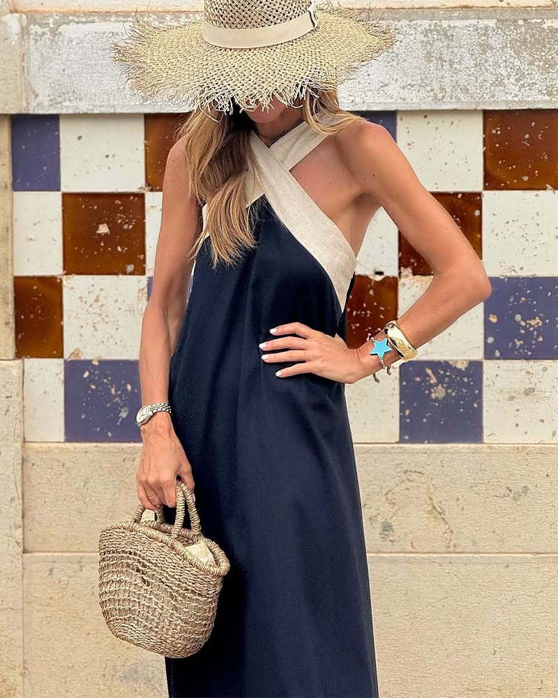 Elisara | open back halter dress