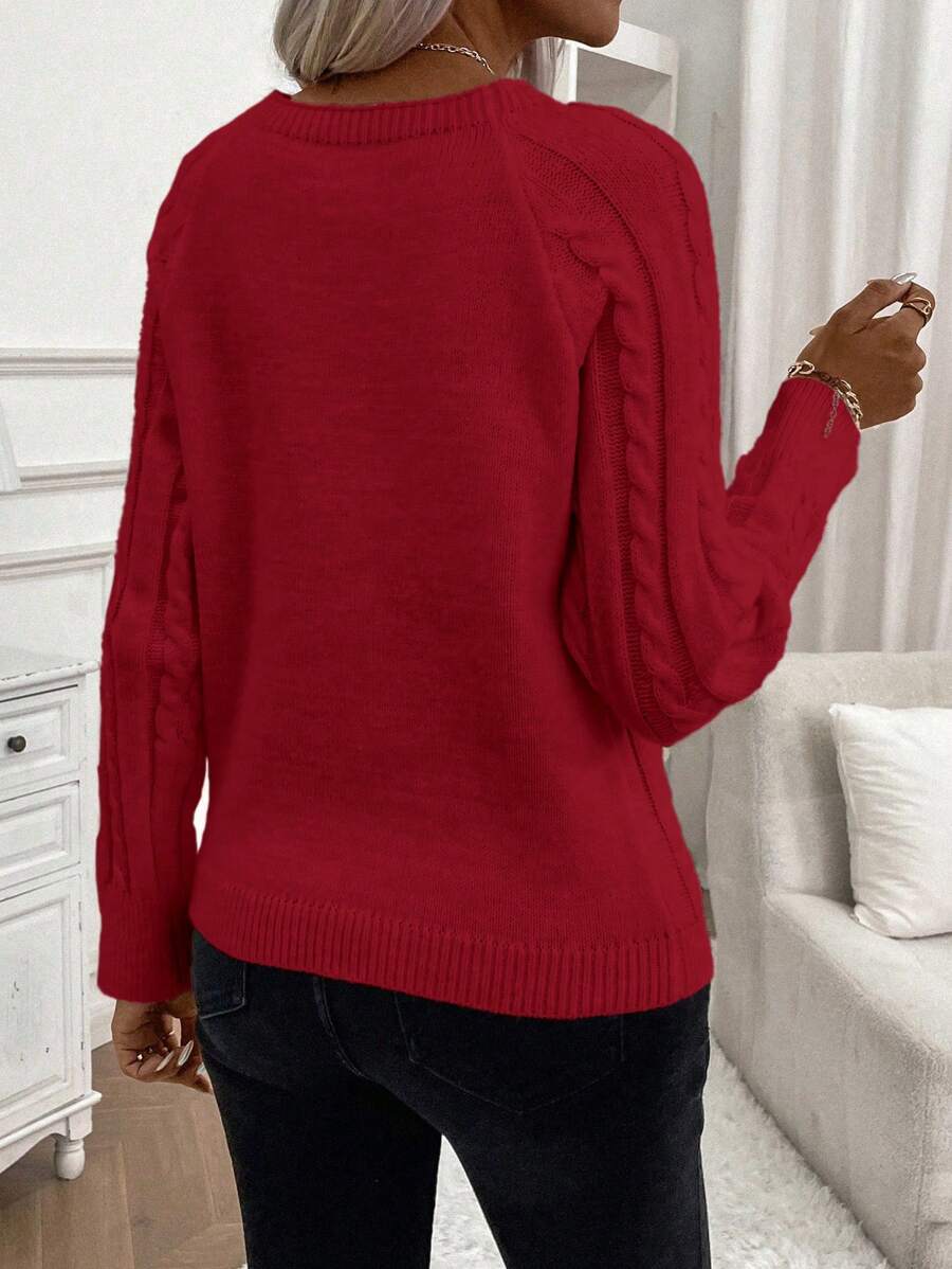 Abbey | Button-Detail Cable Knit Jumper