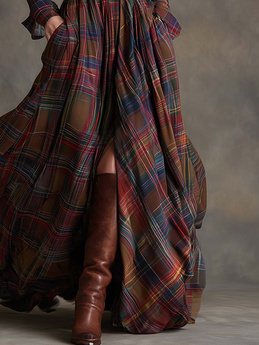 Seralyne | Checked Maxi Shirt Dress (No Belt)