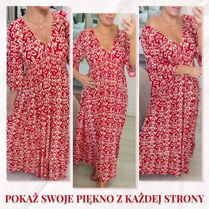 Florevia | Casual Floral V Neck Dress