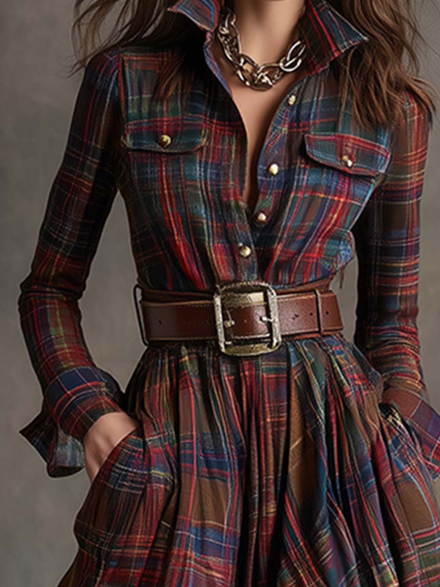 Seralyne | Checked Maxi Shirt Dress (No Belt)