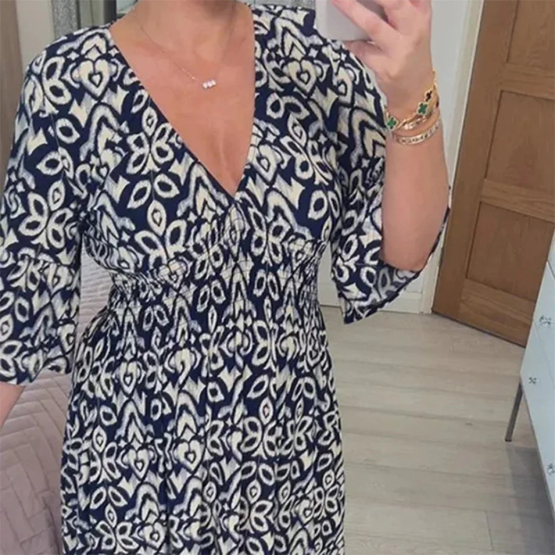 Florevia | Casual Floral V Neck Dress