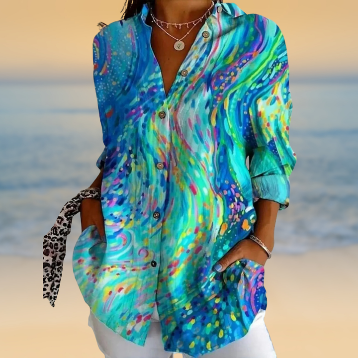 Aylaria™ | Abstract Watercolour Blouse 0
