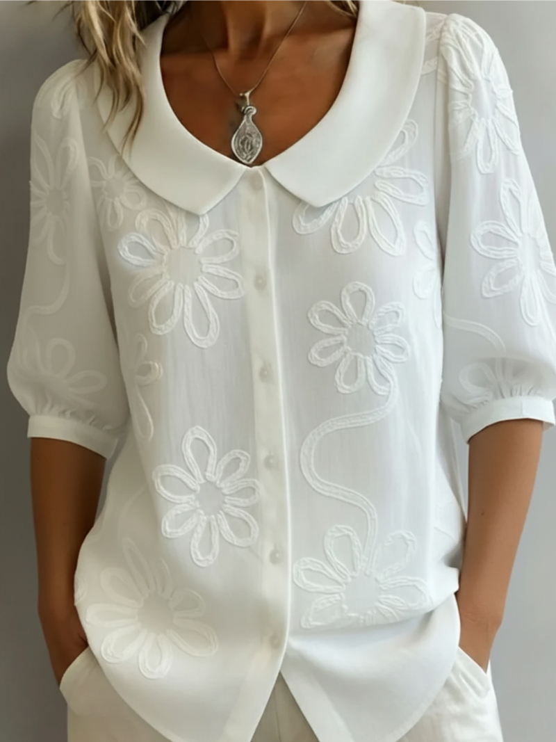 Clara | Womens Blouse With Elegant Floral Details