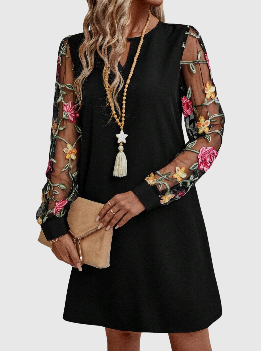 Marvielleth | Elegant V-neck Dress With Statement Sleeves