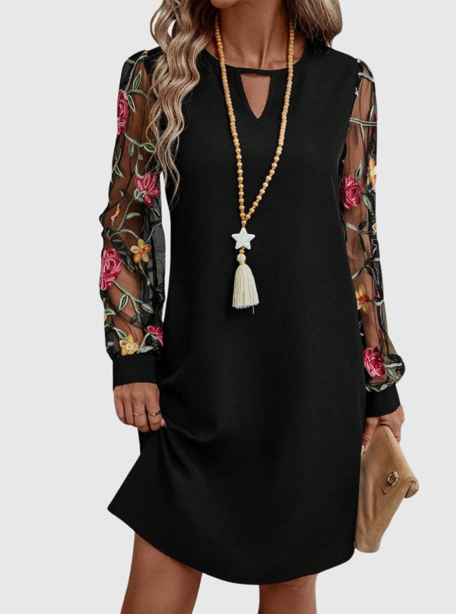 Marvielleth | Elegant V-neck Dress With Statement Sleeves