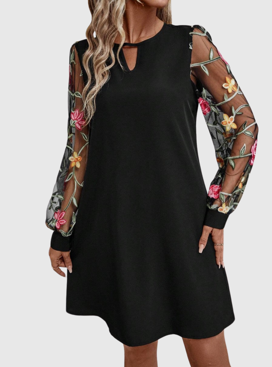 Marvielleth | Elegant V-neck Dress With Statement Sleeves