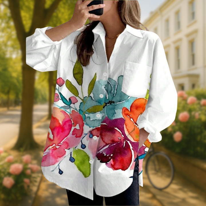 EVELORA™ | FLORAL TIE-DYE BLOUSE 0
