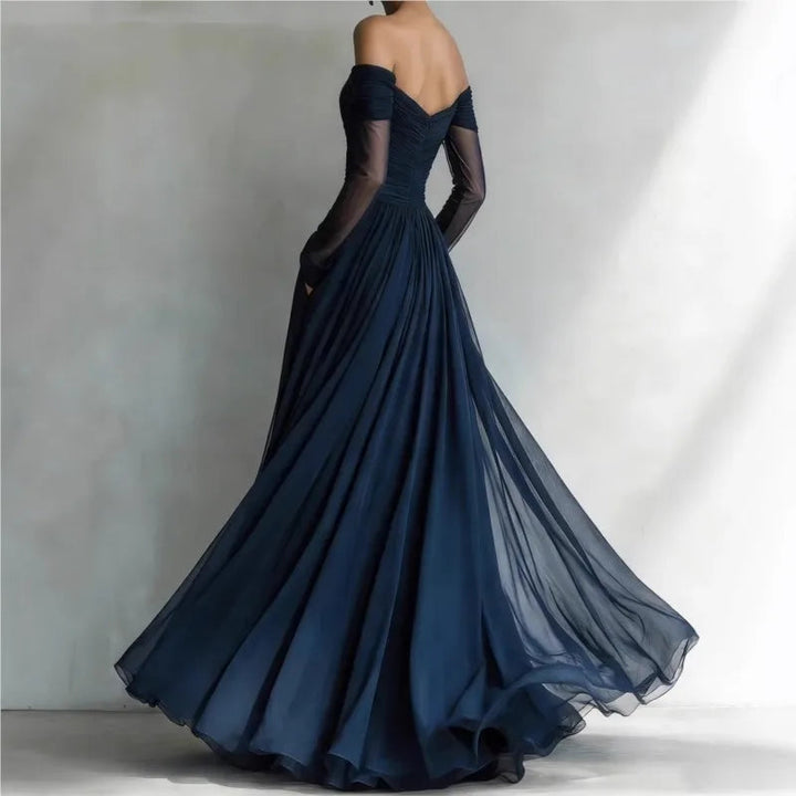 Eleonora™ | Off-the-shoulder long dress with mesh inserts 2