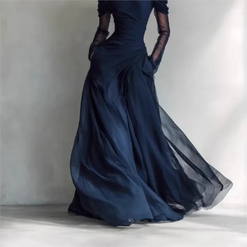 Eleonora™ | Off-the-shoulder long dress with mesh inserts 4