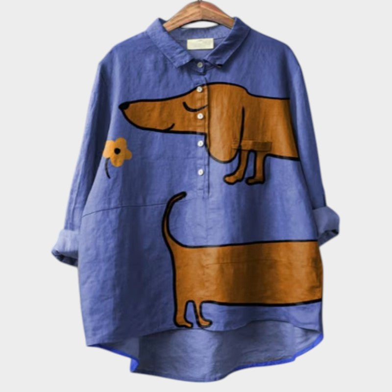 Ella - Exclusive Women's Blouse with Dog Print 0