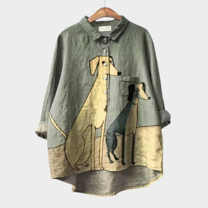 Ella - Exclusive Women's Blouse with Dog Print 3