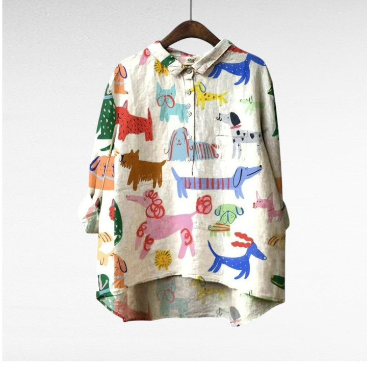 Ella - Exclusive Women's Blouse with Dog Print 4