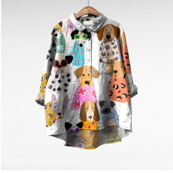 Ella - Exclusive Women's Blouse with Dog Print 5