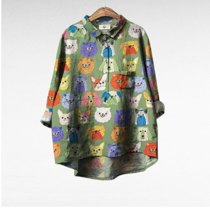 Ella - Exclusive Women's Blouse with Dog Print 6