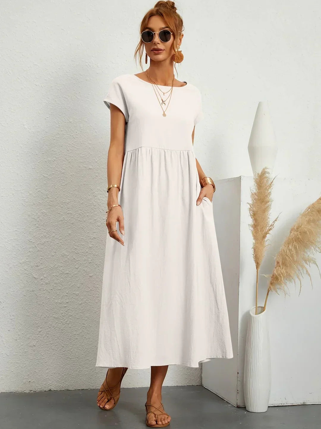 Gabriela™ | Flowing midi dress with timeless elegance 0