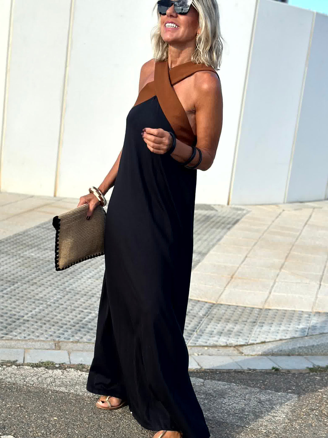 Elisara | open back halter dress