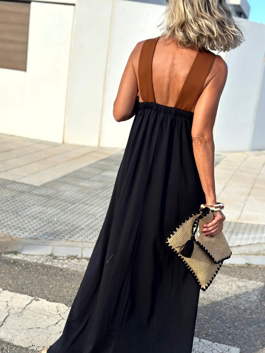 Elisara | open back halter dress