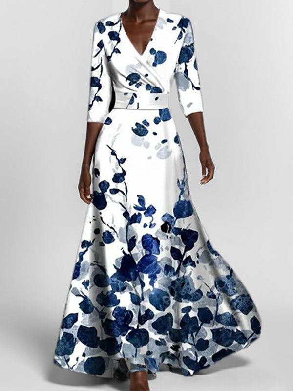 Lea | Seaside Glam Elegant Mid Sleeve Maxi Dress Ensemble 2
