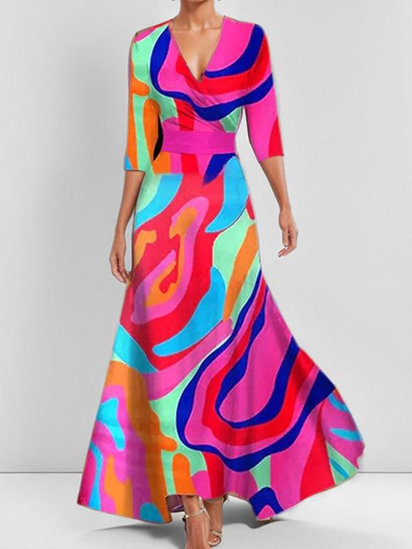 Lea | Seaside Glam Elegant Mid Sleeve Maxi Dress Ensemble 3