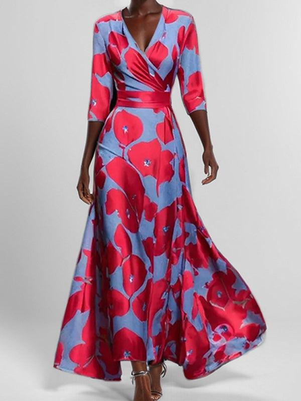 Lea | Seaside Glam Elegant Mid Sleeve Maxi Dress Ensemble 4