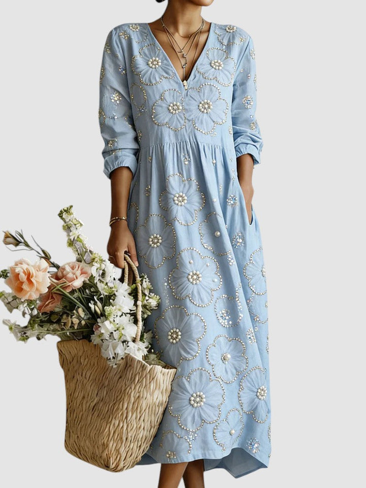Lena | Womens Dress, Elegant Floral Midi for Wedding Guests and Summer Occasions 0