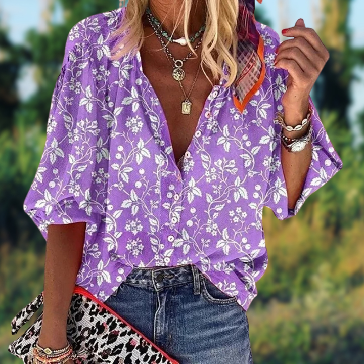 MERAYLA™ | VINTAGE V-NECK BLOUSE 0