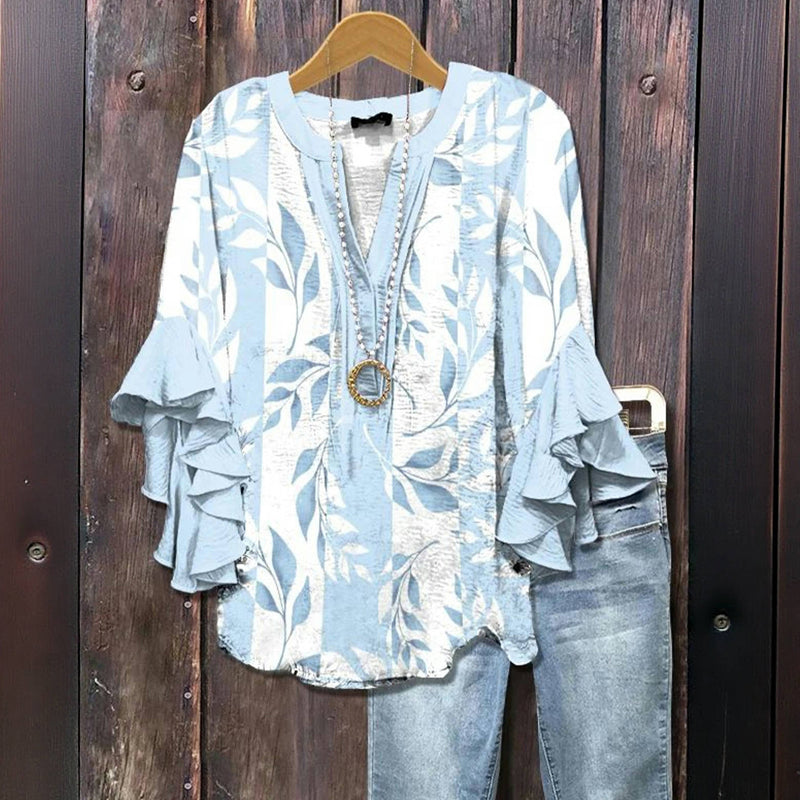 Maristela™ | Casual Leaf Print Blouse 0