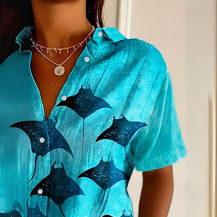 Marivienne™ | Watercolour Ocean Print Shirt 2