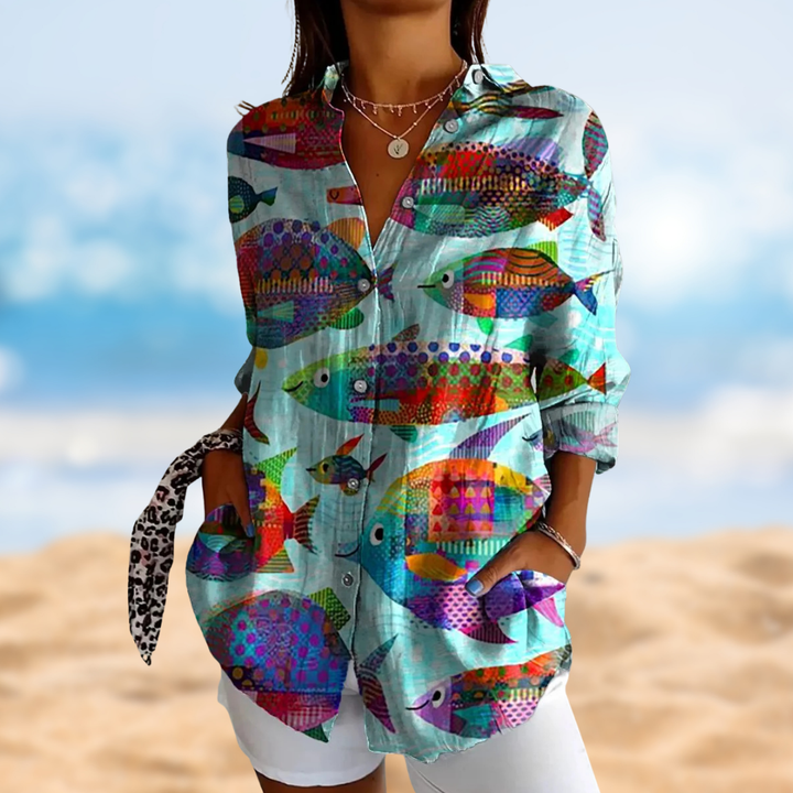 NERAIA™ | FISH-PRINT BLOUSE 1