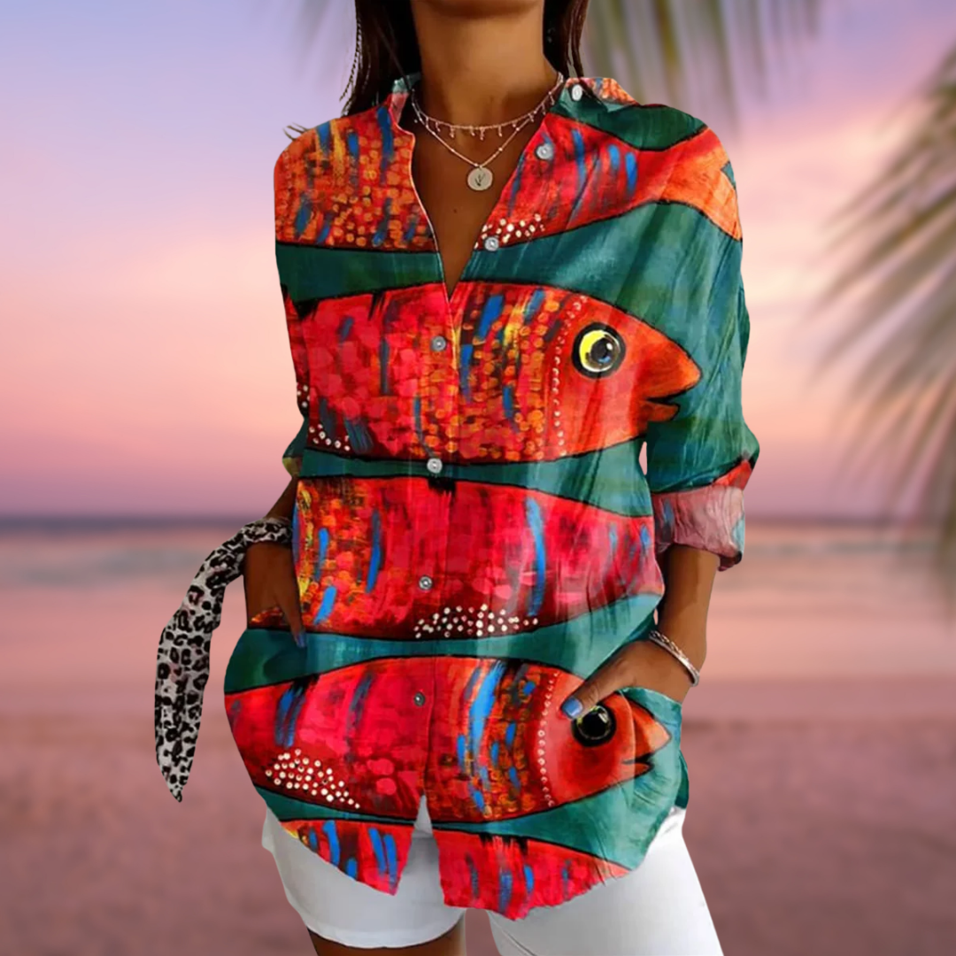 NERAIA™ | FISH-PRINT BLOUSE 2