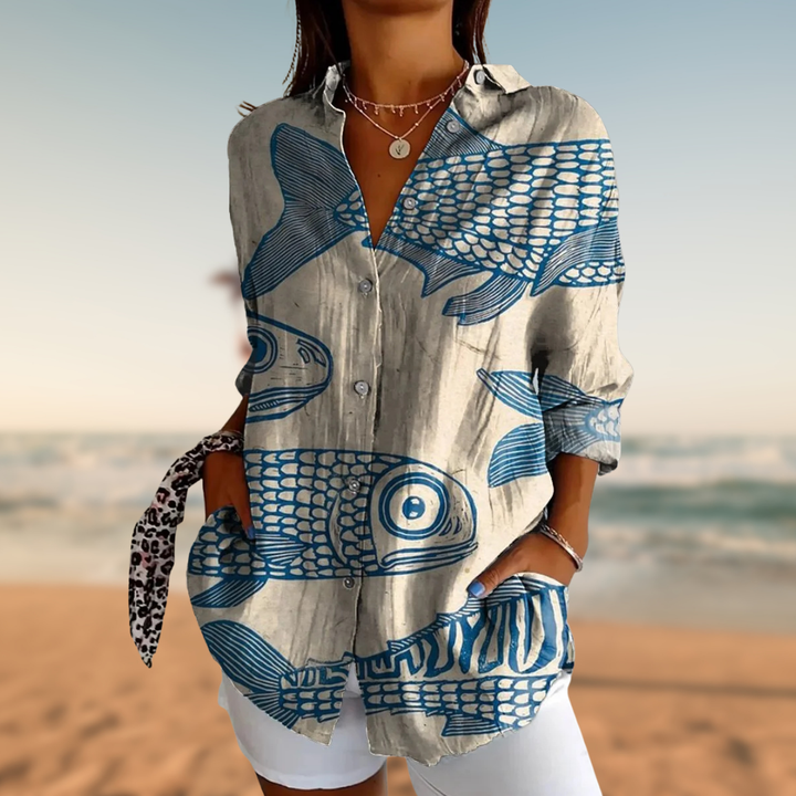 NERAIA™ | FISH-PRINT BLOUSE 3