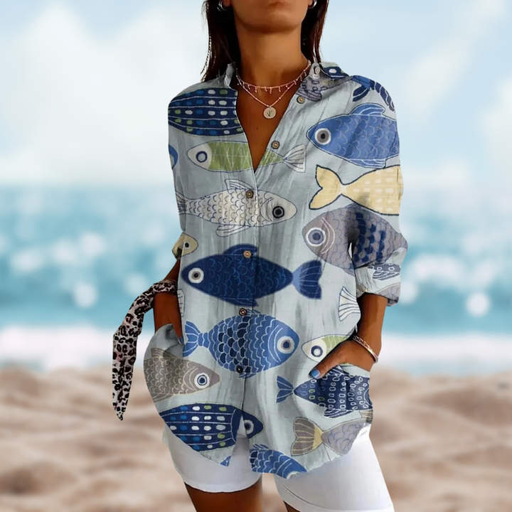 NERAIA™ | FISH-PRINT BLOUSE 4