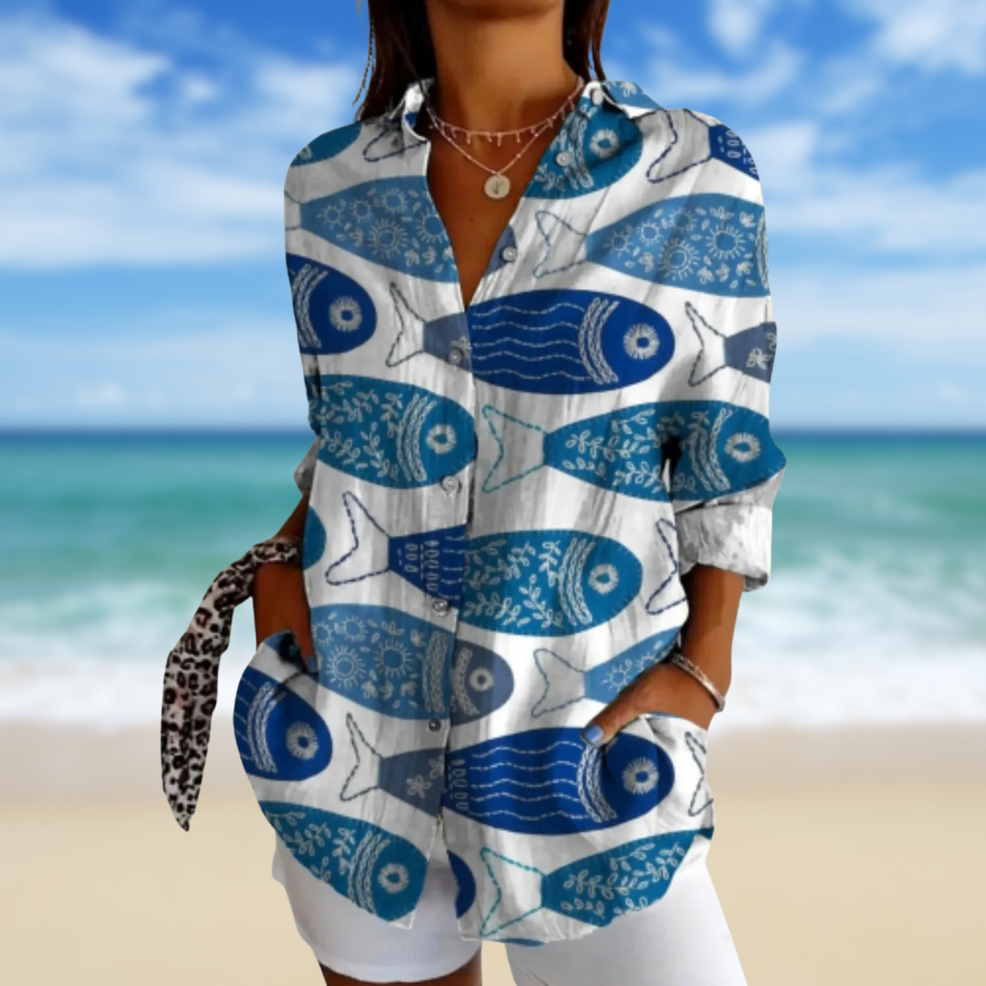 NERAIA™ | FISH-PRINT BLOUSE 5