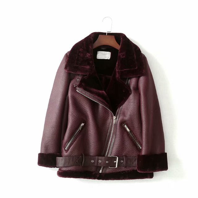 Daniela | Leather Jacket with Zipper Fur