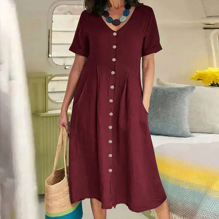 Quency | Elegant Linen Summer Dress 0