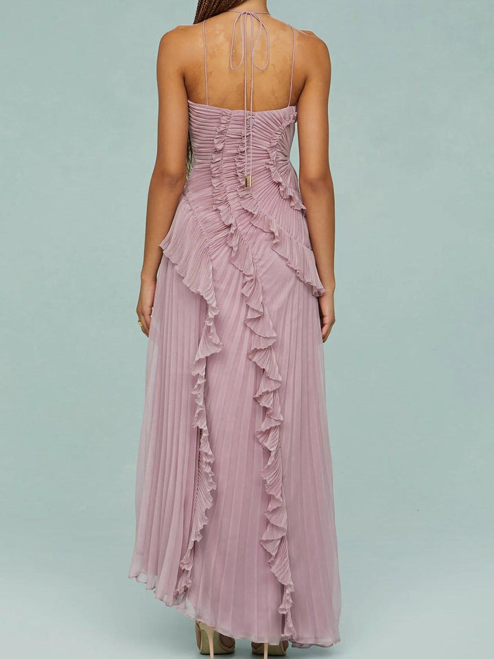 Ruth | Pleated Suspender Long Dress With Slits Dress 2