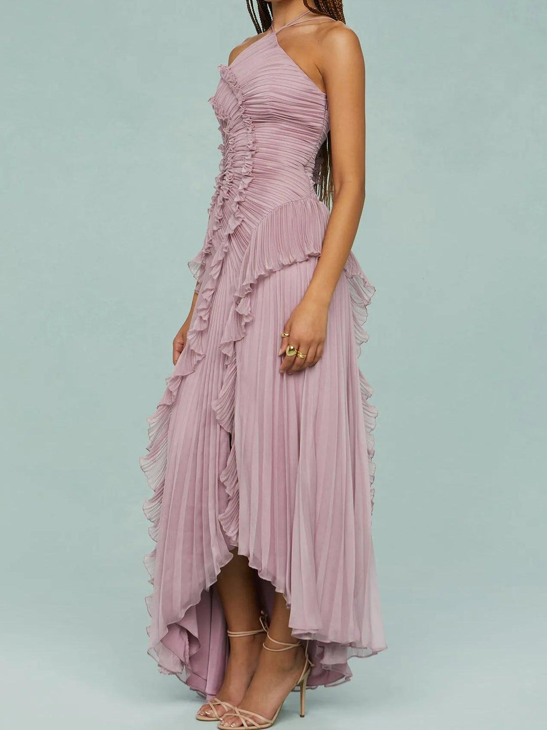 Ruth | Pleated Suspender Long Dress With Slits Dress 5