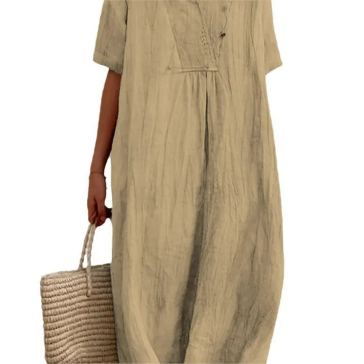 Sandra | Casual dress with linen texture and V-neck 5