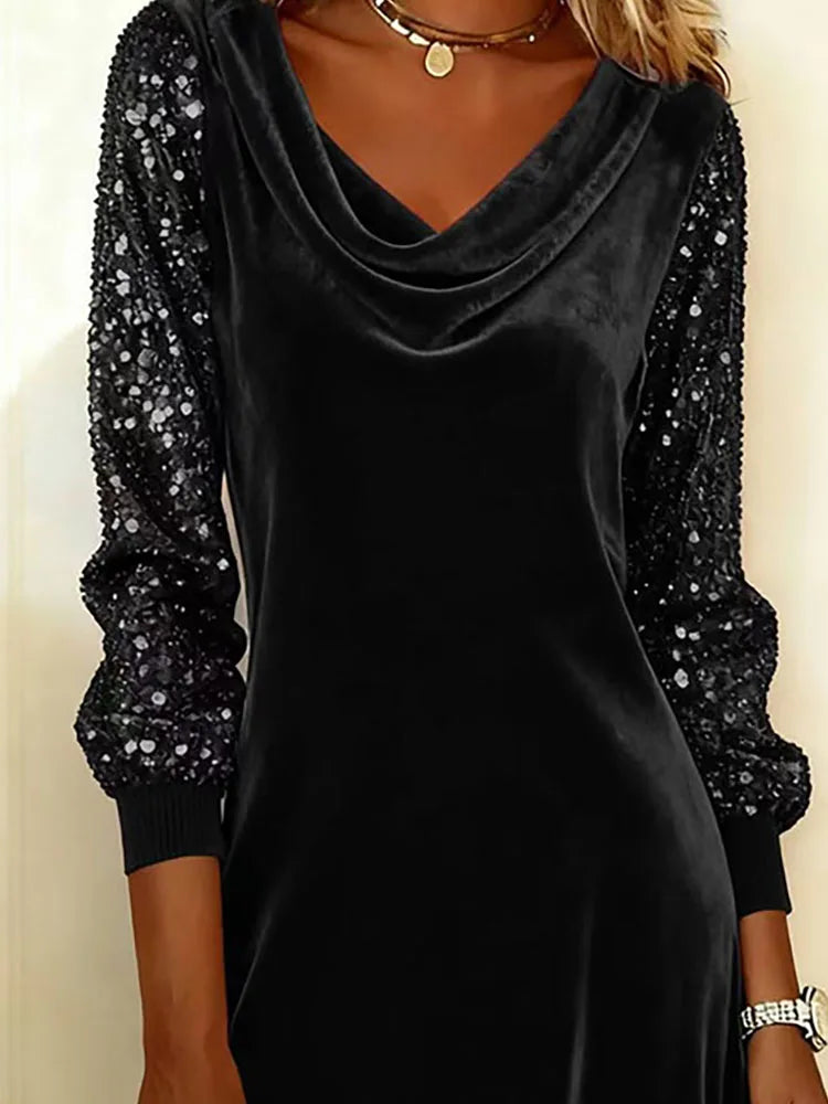Seraviellea | Elegant Shimmer Sleeve Dress