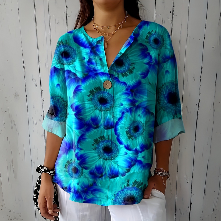 Selira™ | Watercolour Floral Long Sleeve Blouse 1