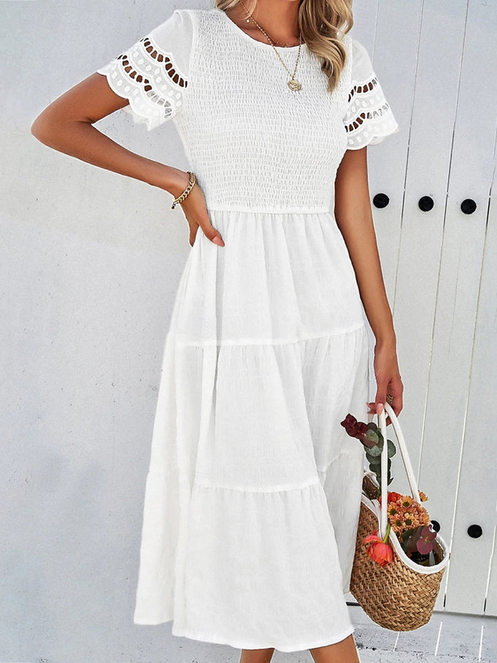 Sophia | Elegant White Midi Dress for Women 0
