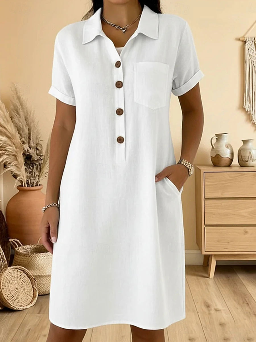 Sophia | Elegant White Midi Dress for Women 1