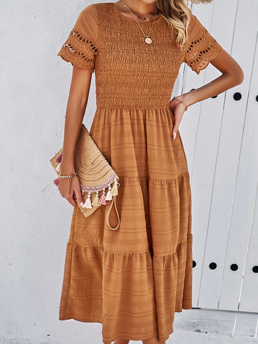 Sophia | Elegant White Midi Dress for Women 4