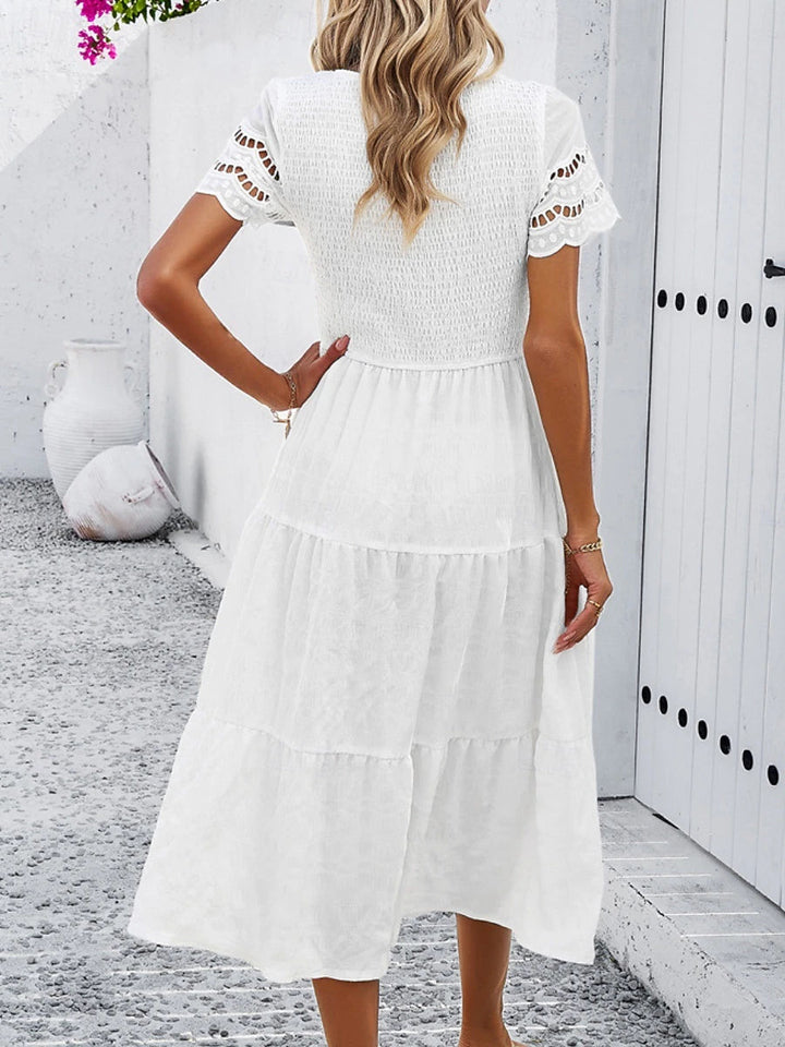 Sophia | Elegant White Midi Dress for Women 5