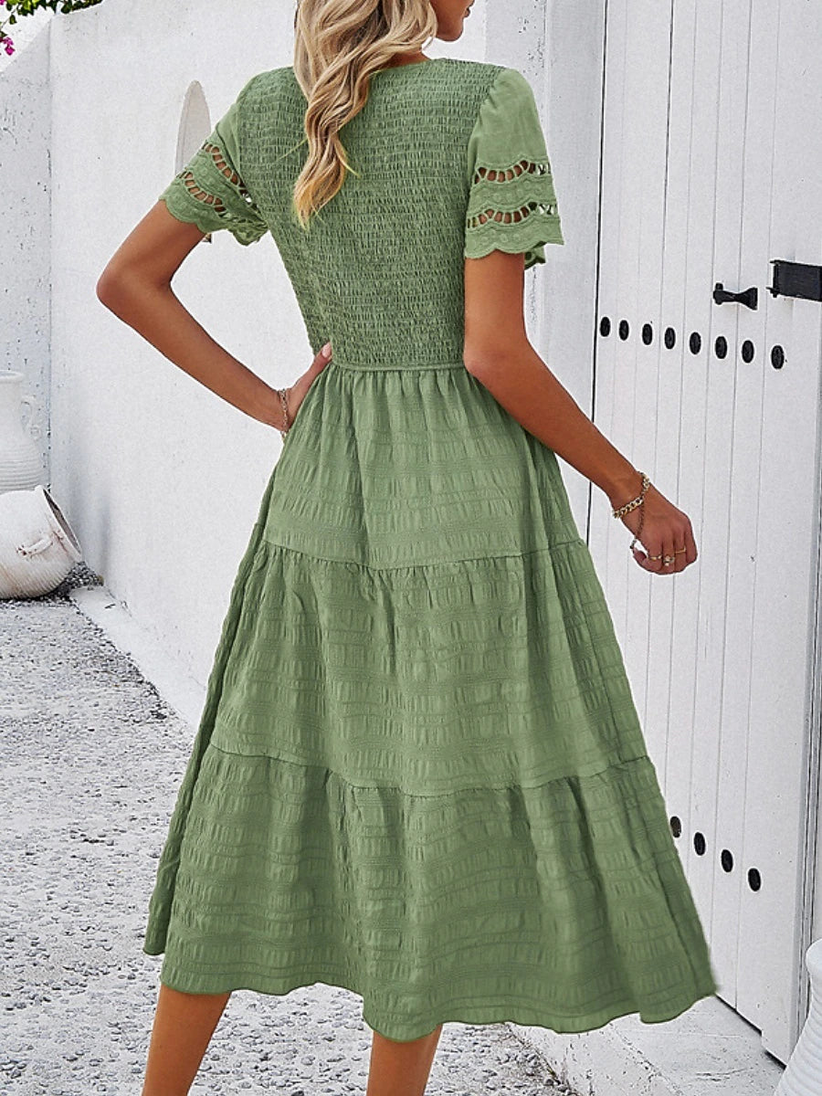 Sophia | Elegant White Midi Dress for Women 7