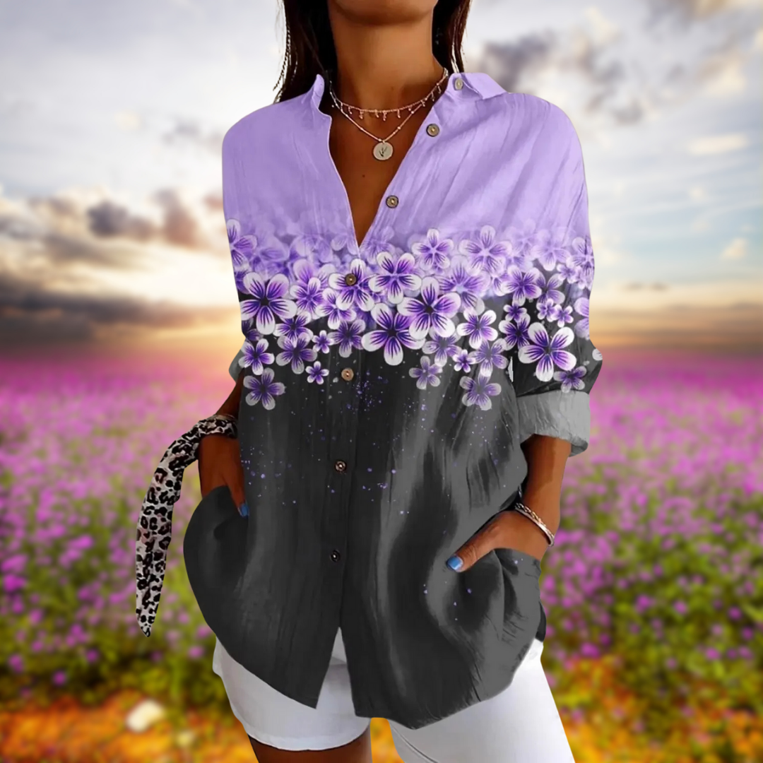 VANESSA™ | FLORAL BUTTON-DOWN BLOUSE 0