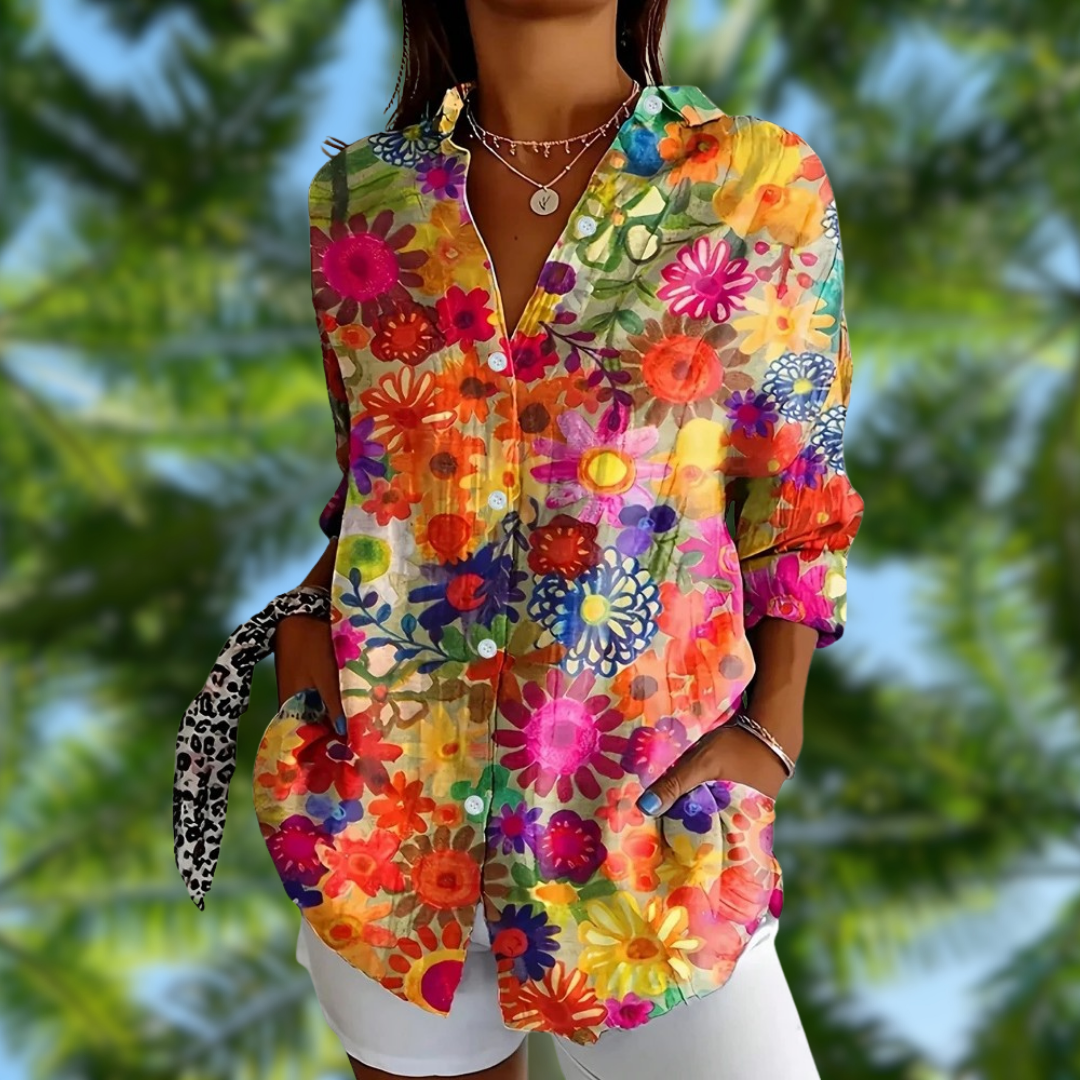 VARESSA™ | PRINT BUTTON BLOUSE 0