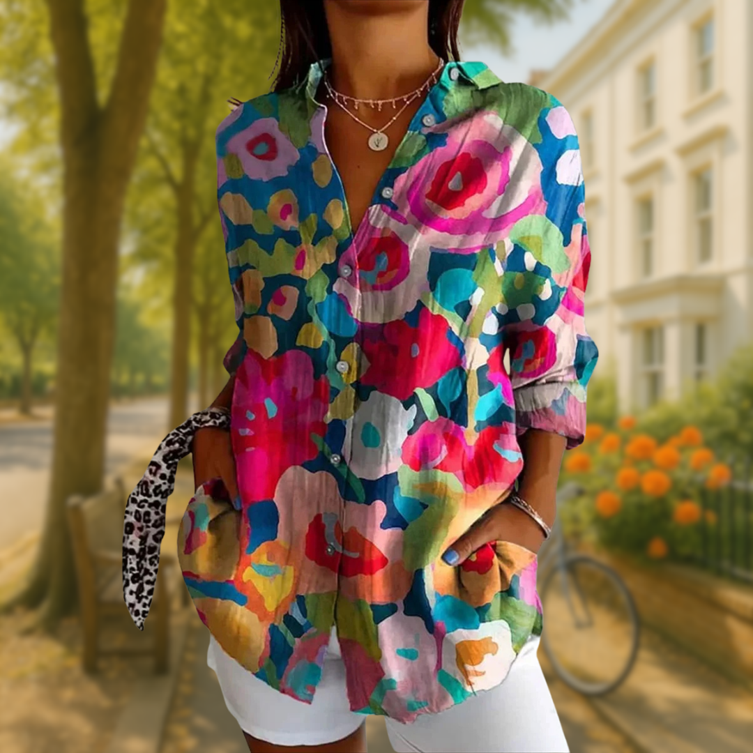 VIANELA™ | FLORAL BUTTON-DOWN BLOUSE 0