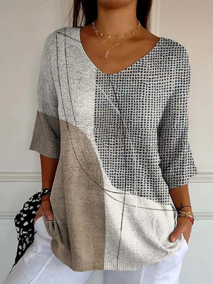 Women's Abstract Geometric Pattern Art Print Casual Knit Pullover 0